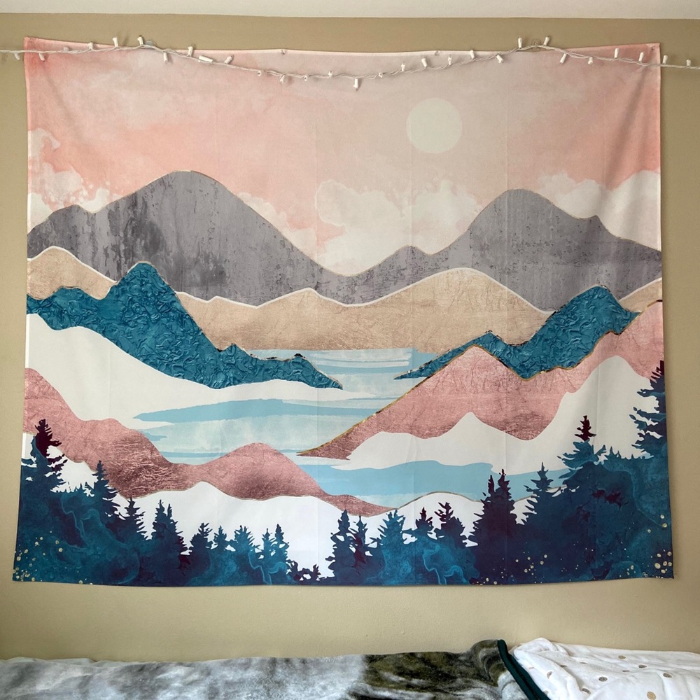 Lake Sunrise w/ Mountains Tapestry